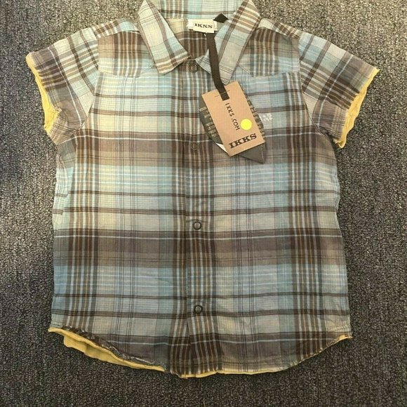 IKKS Other - Ikks Boys Plaid Snap Front Shirt 24 Month Short